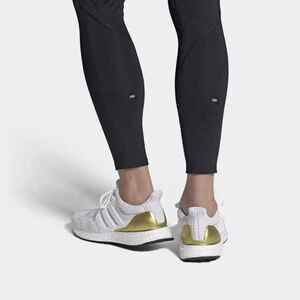 ADIDAS White & Gold Primeblue‎ Ultra-Boost Sneakers
